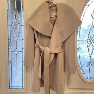T Tahari Marla Wool Wrap Coat Cowl Neck Size Small